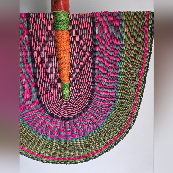 Handcrafted Multicolor Woven Fan Wall Decor - Picture 2 of 4